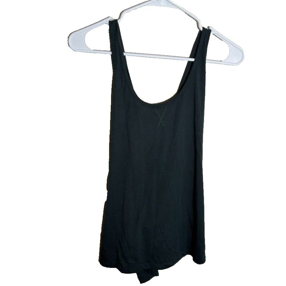 Black Diamond Tank Top Women's Large Green Striped Round Neck Twist Back Active